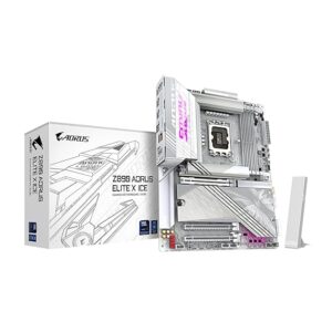 GIGABYTE Z890 AORUS Elite X ICE Intel Core Ultra (Series 2) LGA 1851 Motherboard, ATX, DDR5, 5X M.2, PCIe 5.0, Thunderbolt 4, WIFI7, 2.5GbE LAN, EZ-Latch